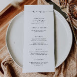 Minimal Script Wedding Food Dinner Menu Card S105<br><div class="desc">Our menu card features fancy script and classic typography for a classy way to display meal options at your wedding or event. This item is part of our Sterling Wedding Collection S105,  please search our store for matching items.</div>
