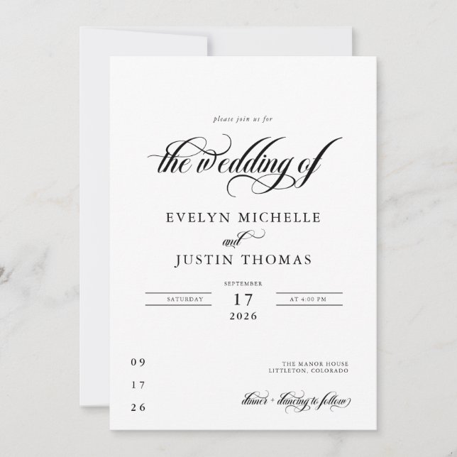 Minimal Script Wedding Invitation (Front)