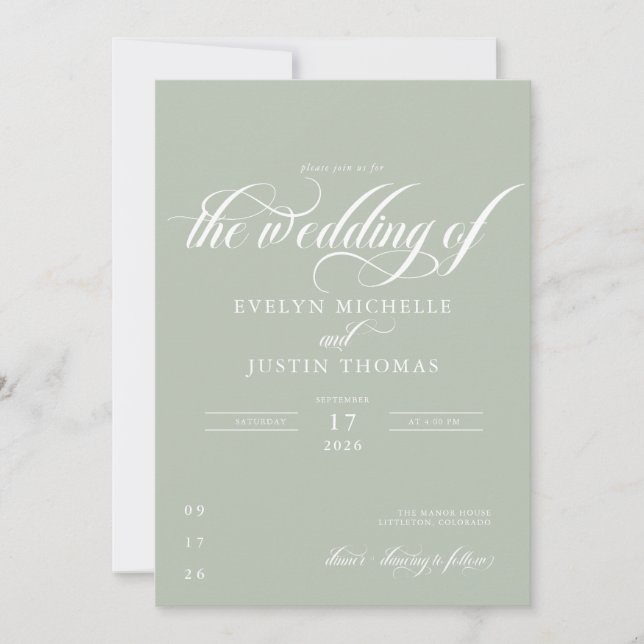 Minimal Script Wedding Invitation (Front)