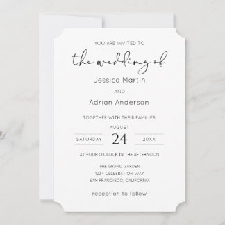 Minimal Script Wedding Invitation
