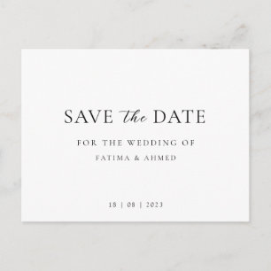 Minimal Script Wedding Non-Photo Save The Date Announcement Postcard