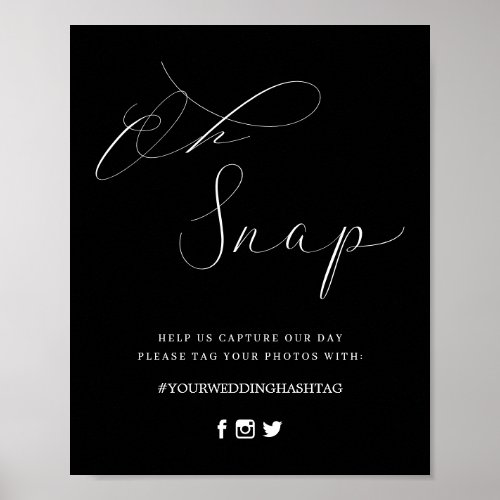 Minimal Script Wedding Oh Snap Hashtag Sign