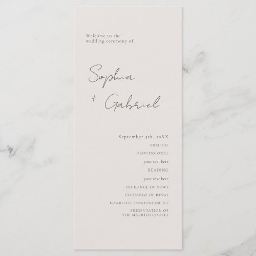 Minimal Script Wedding Program