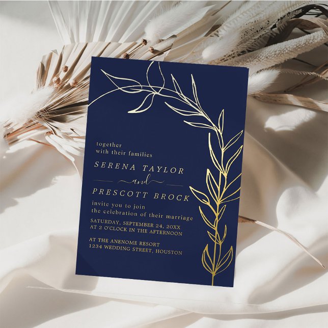 Minimal Script Wedding Real Foil Invitation (Creator Uploaded)