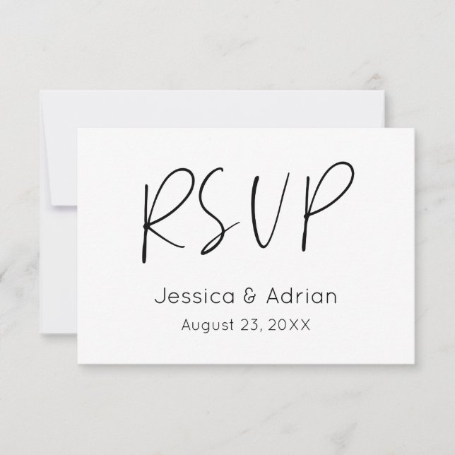 Minimal Script Wedding RSVP Card (Front)