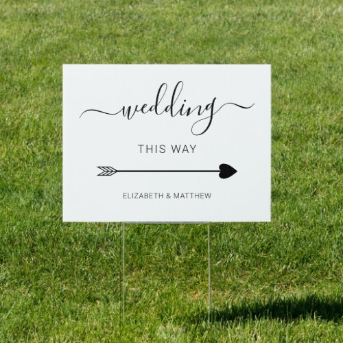 Minimal Script Wedding This Way Directional Sign
