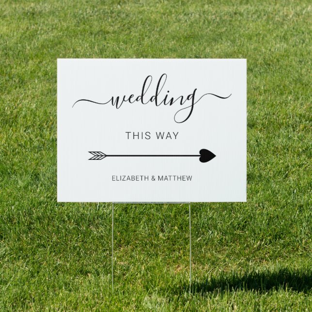Minimal Script Wedding This Way Directional Sign (Insitu)