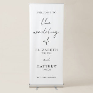 Minimal Script Wedding Welcome Banner with Stand