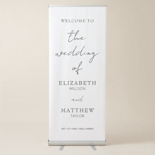 Minimal Script Wedding Welcome Banner with Stand