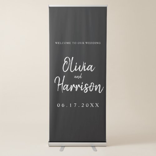 Minimal Script Wedding Welcome Retractable Banner