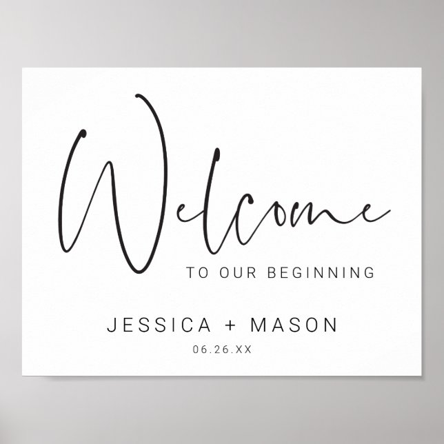 Minimal Script Wedding Welcome Sign Poster (Front)