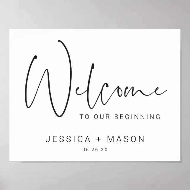 Minimal Script Wedding Welcome Sign Poster | Zazzle