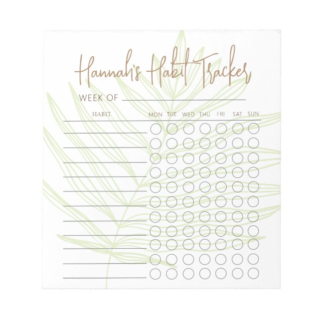 Minimal Script Weekly Habit Tracker Notepad (Front)