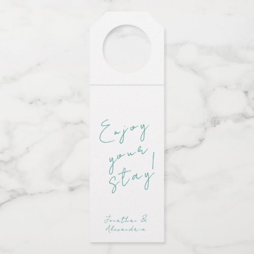 Minimal Script Welcome Message Bottle Hanger Tag