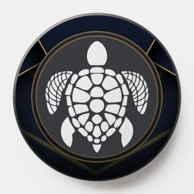 Minimal Sea Turtle Mandala Symbol | Ocean Life Geo PopSocket (Popsocket)