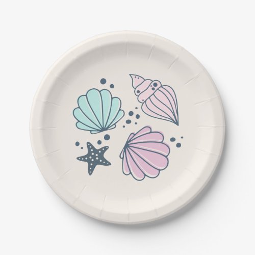 Minimal Seashell Birthday Paper Plate