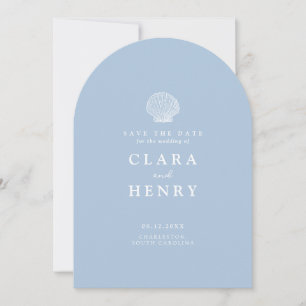 Minimal Seashell Coastal Wedding Save the Date Invitation