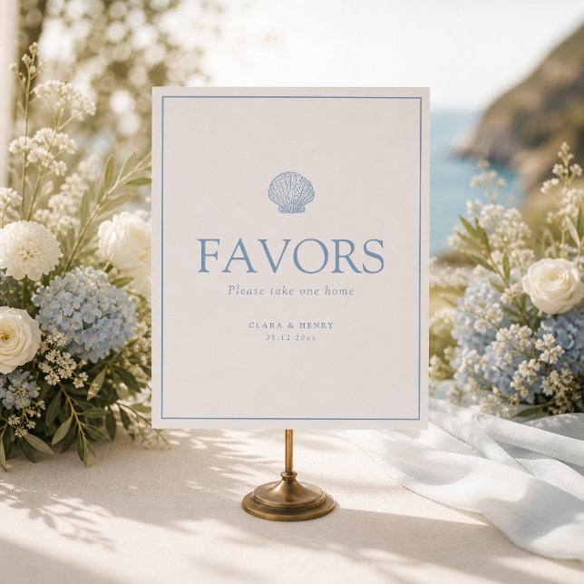 Minimal Seashell Wedding Favors Sign (Creator Uploaded)