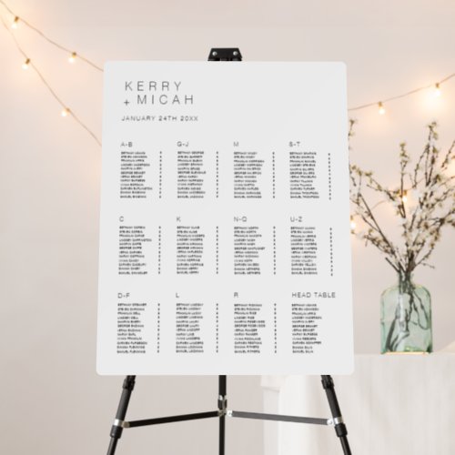 Minimal Seating Chart Wedding Reception Table Sign