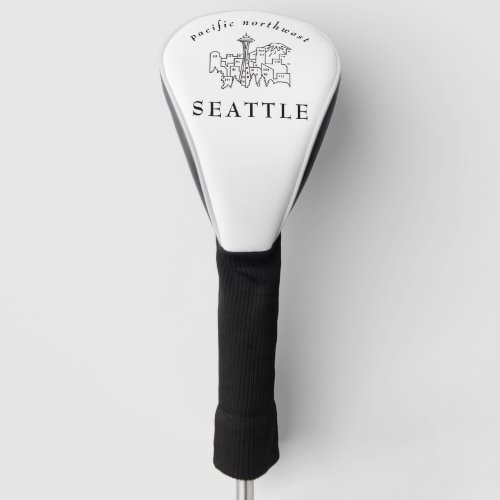 Minimal Seattle Skyline Outline Pacific Northwest Golf Head Cover