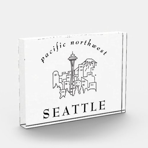 Minimal Seattle Skyline Outline Pacific Northwest Photo Block