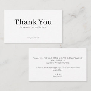 Minimal Serif Thank You Card Discount Code Busines
