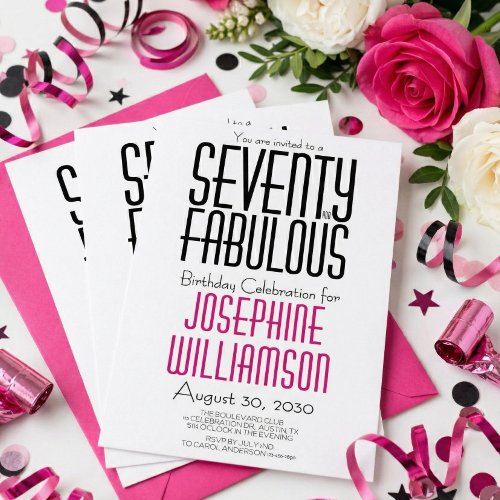 Minimal Seventy and Fabulous 70th Birthday Party Invitation
