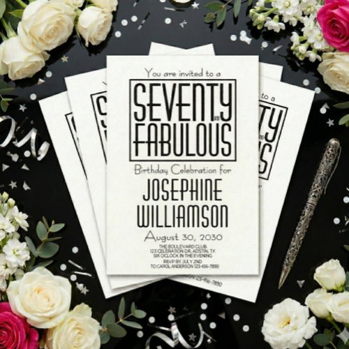 Minimal Seventy and Fabulous 70th Birthday Party Invitation