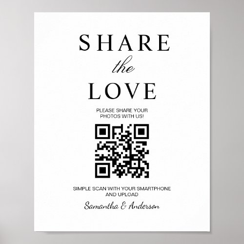 Minimal Share the Love Photo Sign with QR  Matte