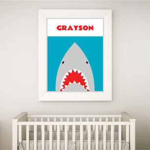 Minimal Shark Kids Room Print, Poster