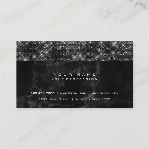 Minimal Shimmer Sparkly Black Gray Marble Urban Business Card