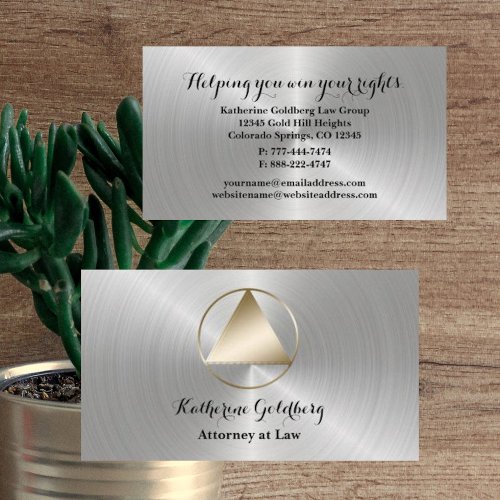 Minimal Silver and Gold Attorney Business Card