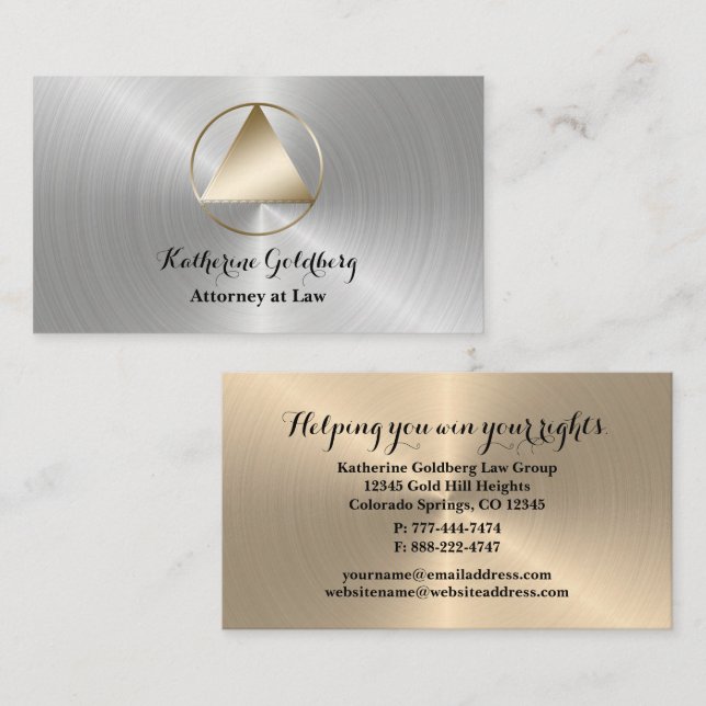 Minimal Silver and Gold Attorney Business Card (Front/Back)