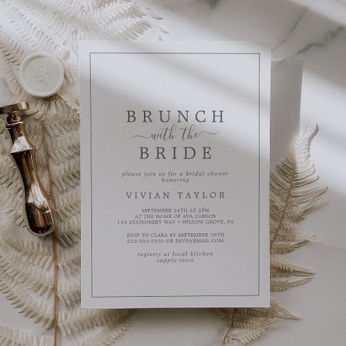 Minimal Silver Brunch with the Bride Bridal Shower Invitation