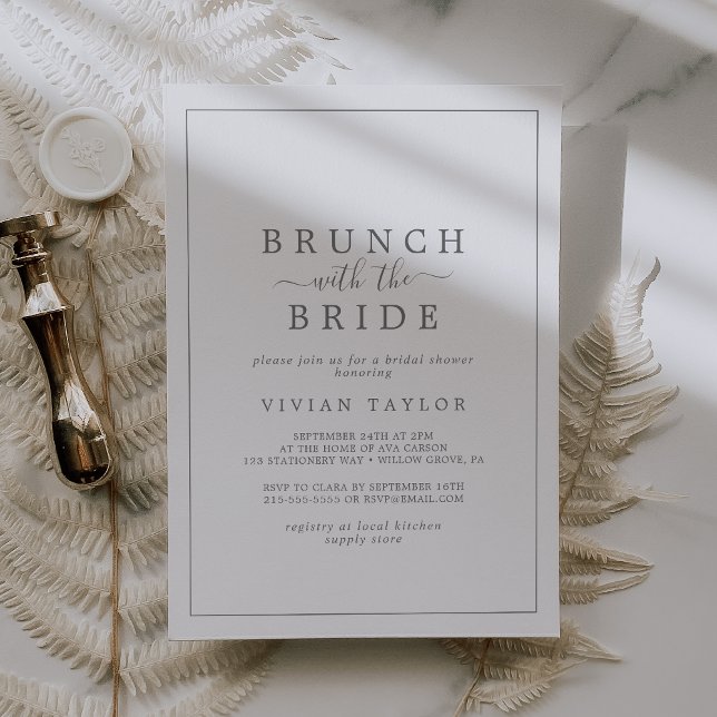 Minimal Silver Brunch with the Bride Bridal Shower Invitation (Creator Uploaded)