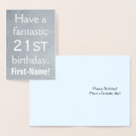 [ Thumbnail: Minimal Silver Foil 21st Birthday Greeting Card ]