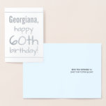 [ Thumbnail: Minimal Silver Foil 60th Birthday Greeting Card ]