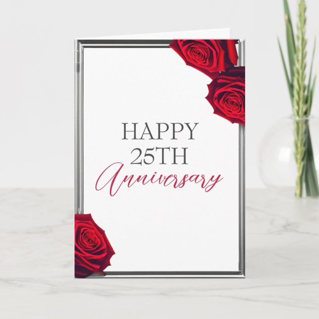 Minimal Silver Frame Husband 25th Anniversary Card (Front)