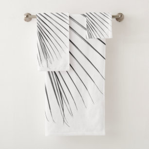 Minimal Silver Gray Palm Leaf Dream #1 #tropical Bath Towel Set
