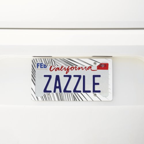 Minimal Silver Gray Palm Leaf Dream 1 tropical  License Plate Frame