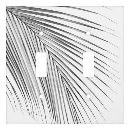 Minimal Silver Gray Palm Leaf Dream 1 tropical  Light Switch Cover