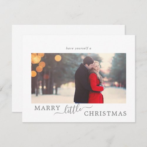 Minimal Silver Marry Christmas Save the Date Holiday Card