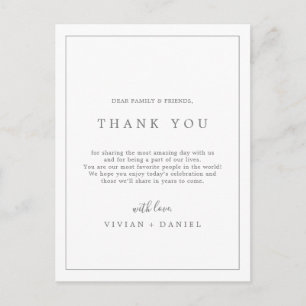 Minimal Silver Typography Thank You Reception Card