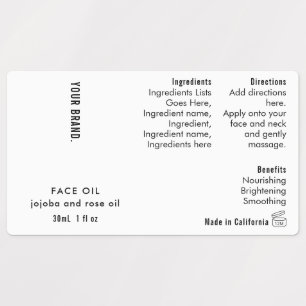 Minimal Simple 1oz 30ml Dropper Bottle Waterproof Labels