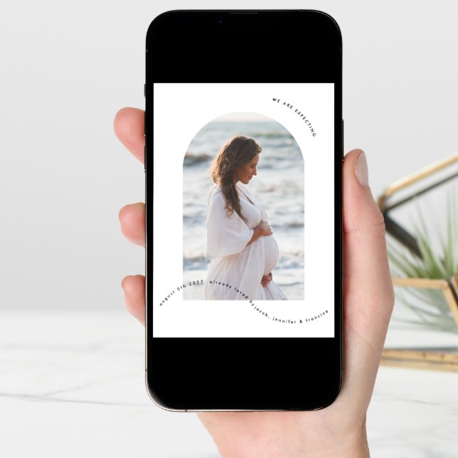 minimal simple arch photo collage baby pregnancy announcement (Front Digital)