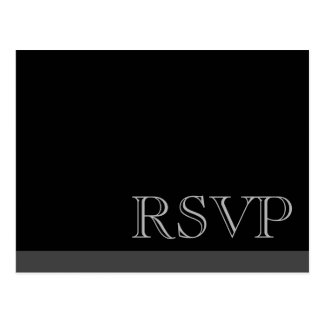 Minimal Simple Basic Black RSVP Postcard