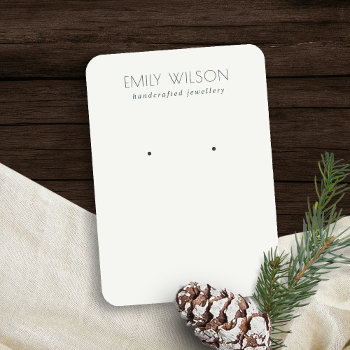 Minimal Simple Black And White Earring Display Business Card by JustJewelryDisplay at Zazzle