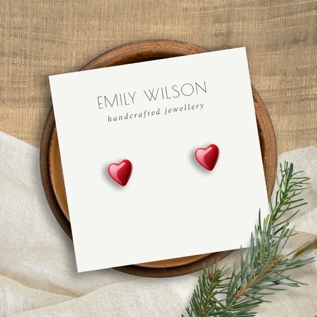 Minimal Simple Black And White Earring Display Square Business Card (Creator Uploaded)