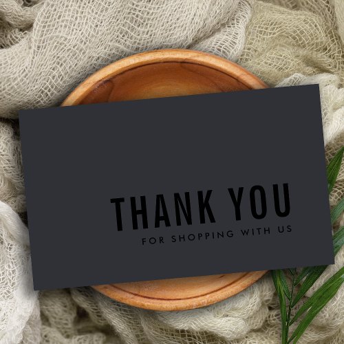 MINIMAL SIMPLE  BLACK ON BLACK THANK YOU SHOPPING BUSINESS CARD