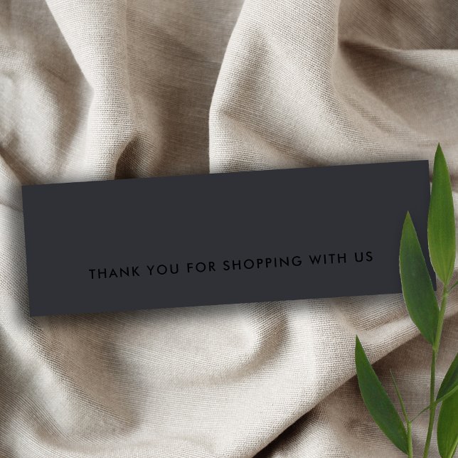 MINIMAL SIMPLE BLACK ON BLACK THANK YOU SHOPPING MINI BUSINESS CARD (Creator Uploaded)